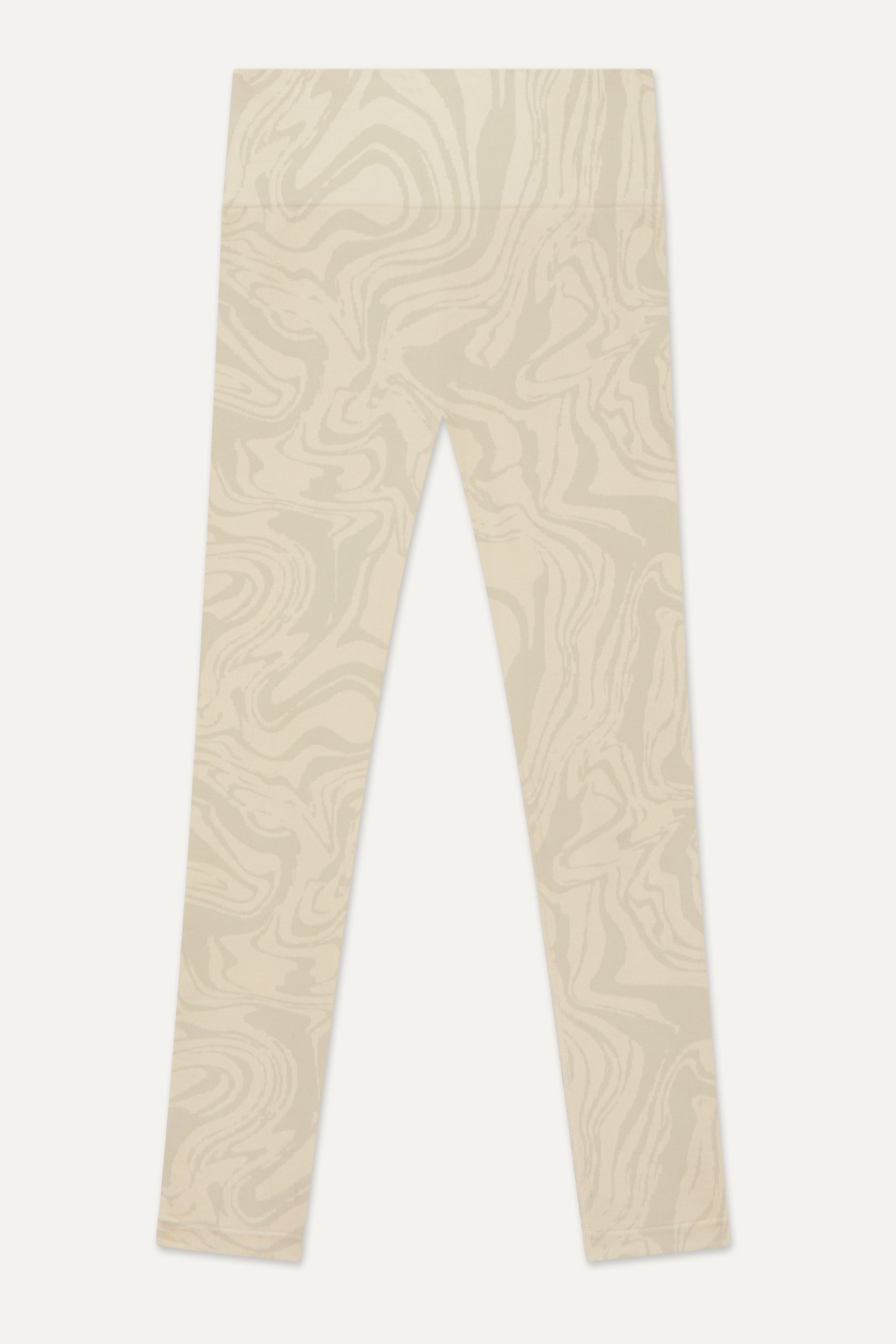 Light beige off white recycled seamless marble jacquard print full length high rise sculpting compressive leggings for yoga, pilates, barre, spinning, running, cycling and exercise by sustainable activewear brand Jilla Active